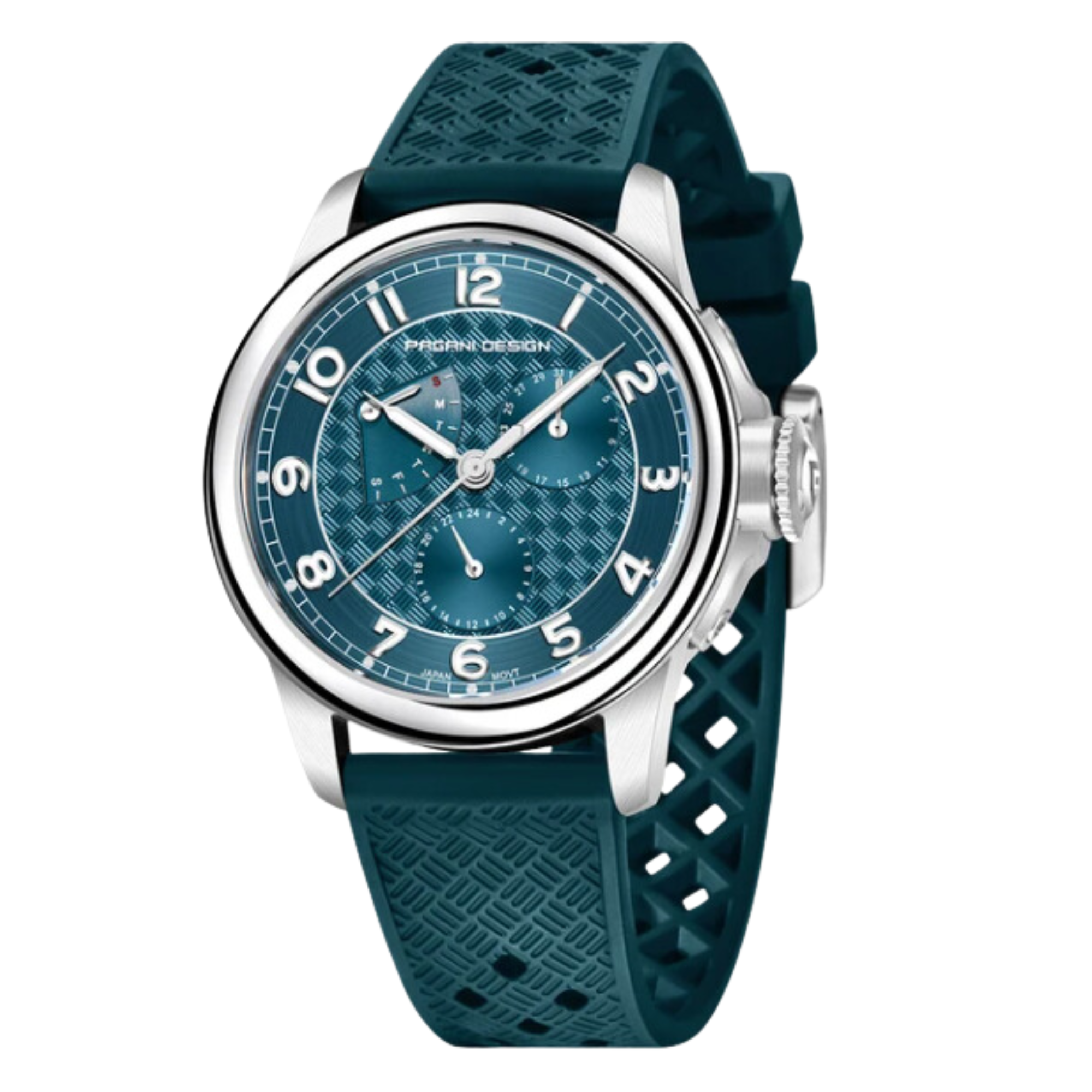Pagani Design PD-1780 Japanese Quartz Movement Wristwatch with Sapphire Crystal Calendar New 24 Hours 100M Waterproof Watch - Sea Blue/Green Dial