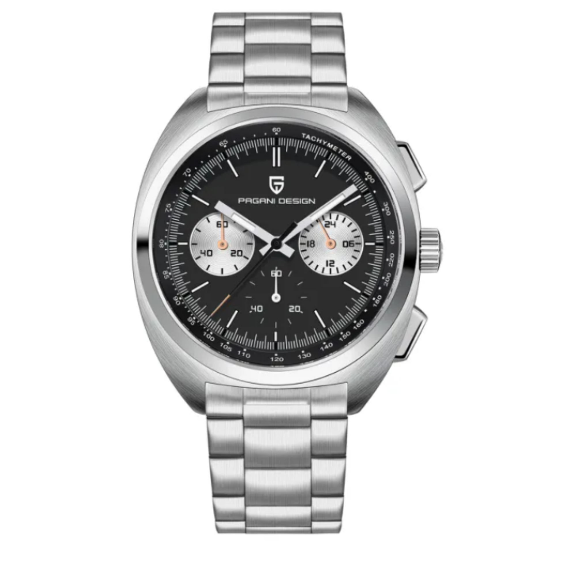 PAGANI DESIGN PD-1782 Men's Quartz Watches Chronograph Stainless Steel 40mm Sports Wrist Watch for Men - Black Dial