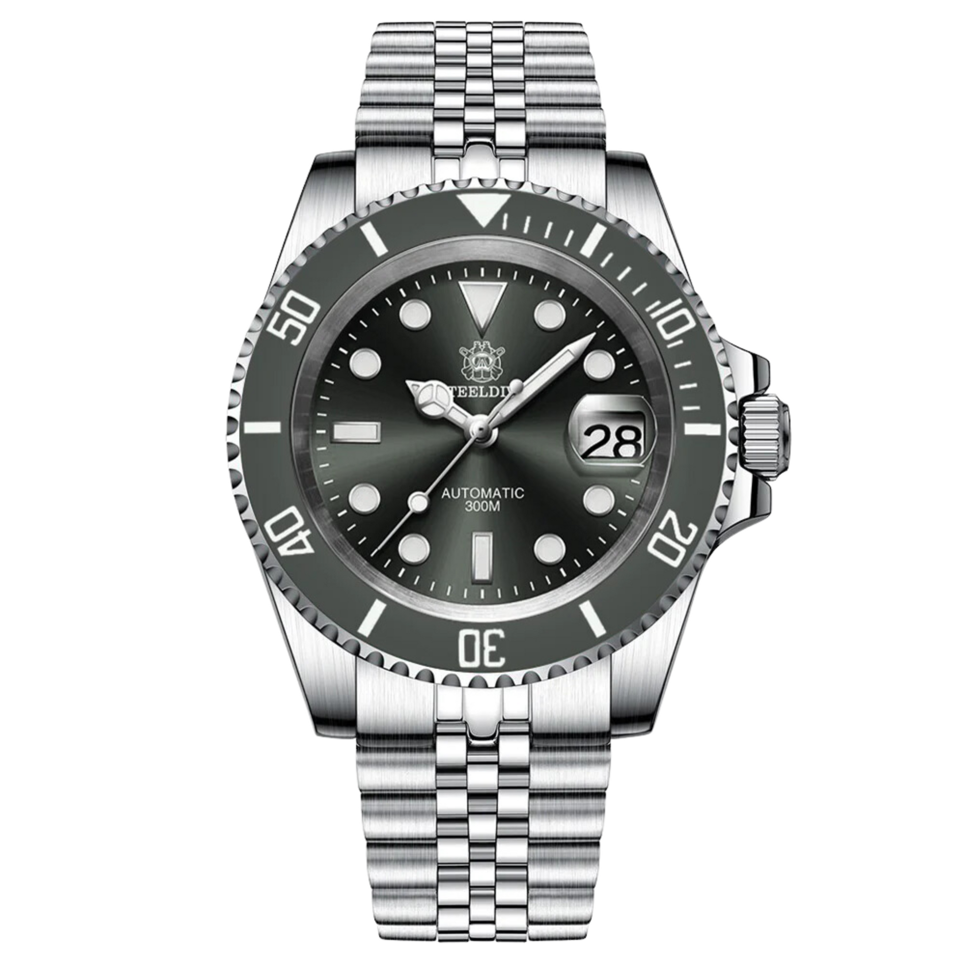 Steeldive SD1953 Sub Men Dive Watch V2 Grey Dial With Jubilee Bracelet