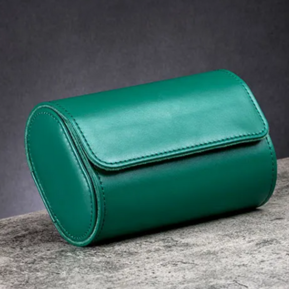 Dream Watches Trenta Premium Watch Storage and Travel Case : Triple Slot  |  Green Leather