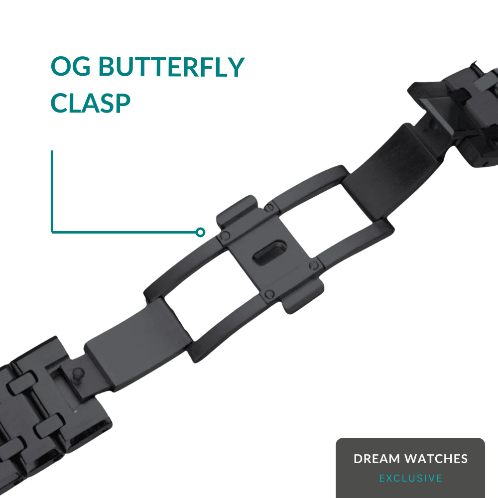 AP Swatch Watch Strap Stainless Steel Case | Stainless Steel Bracelet  | Butterfly Clasp (Silver) Crown At 12 Postion