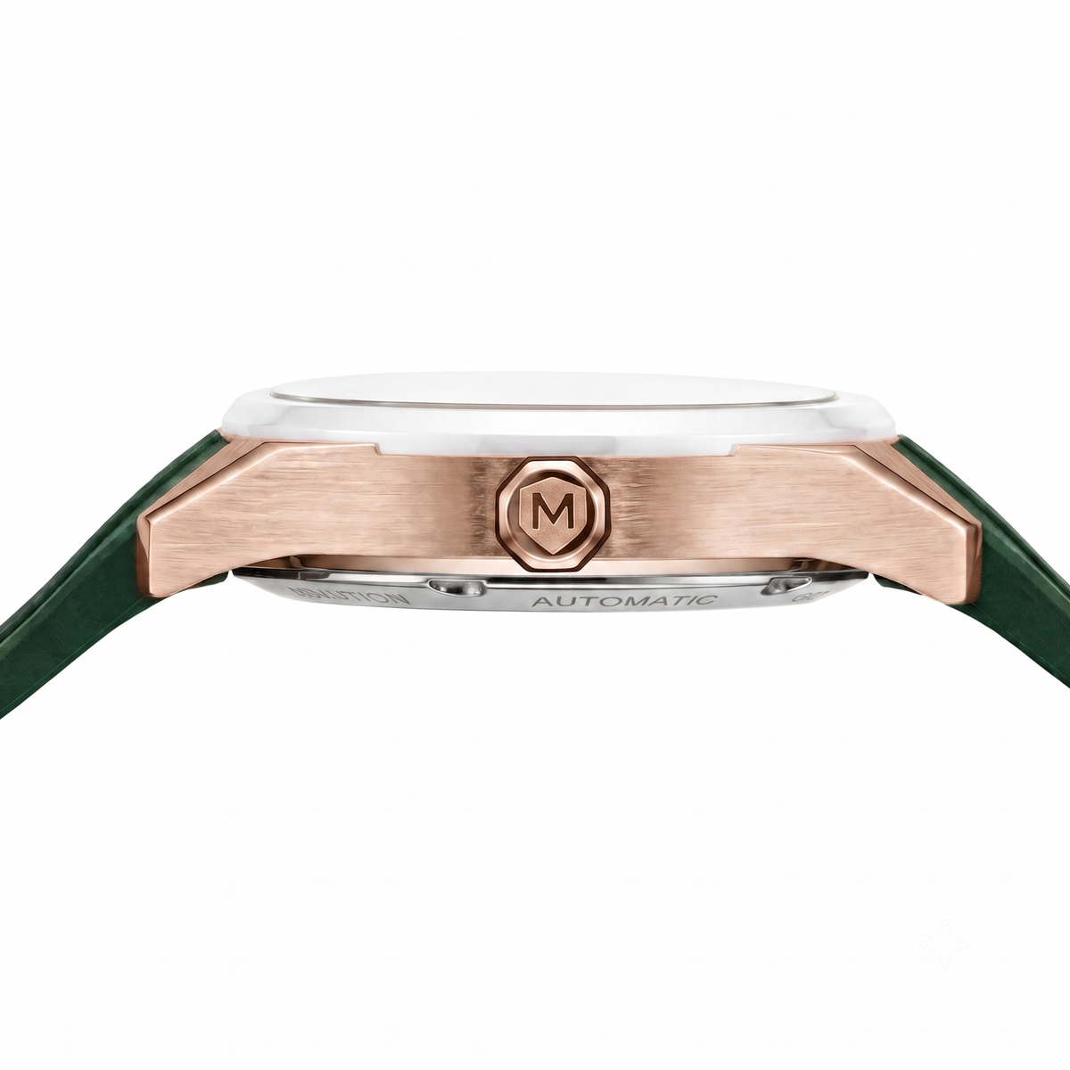 MEDALLION  The Cricket Watch | World Cup Edition | Rose Gold with Green FKM Strap