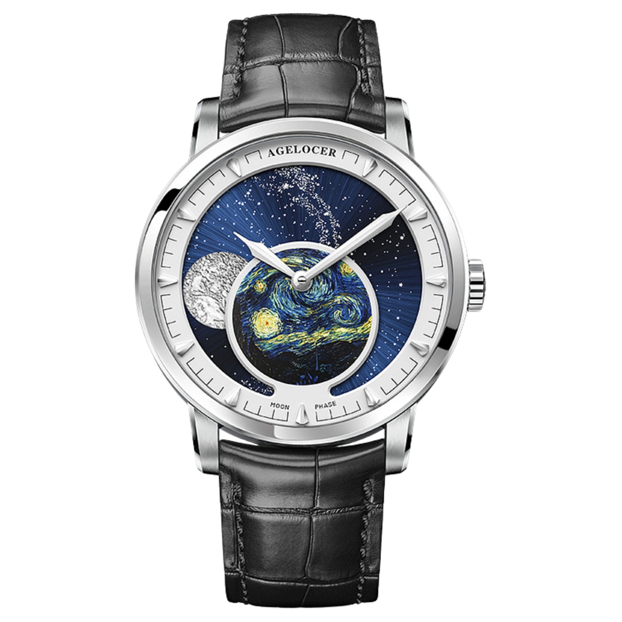 Agelocer Astronomer Men's Automatic Mechanical Glaxy Moonphase Watch