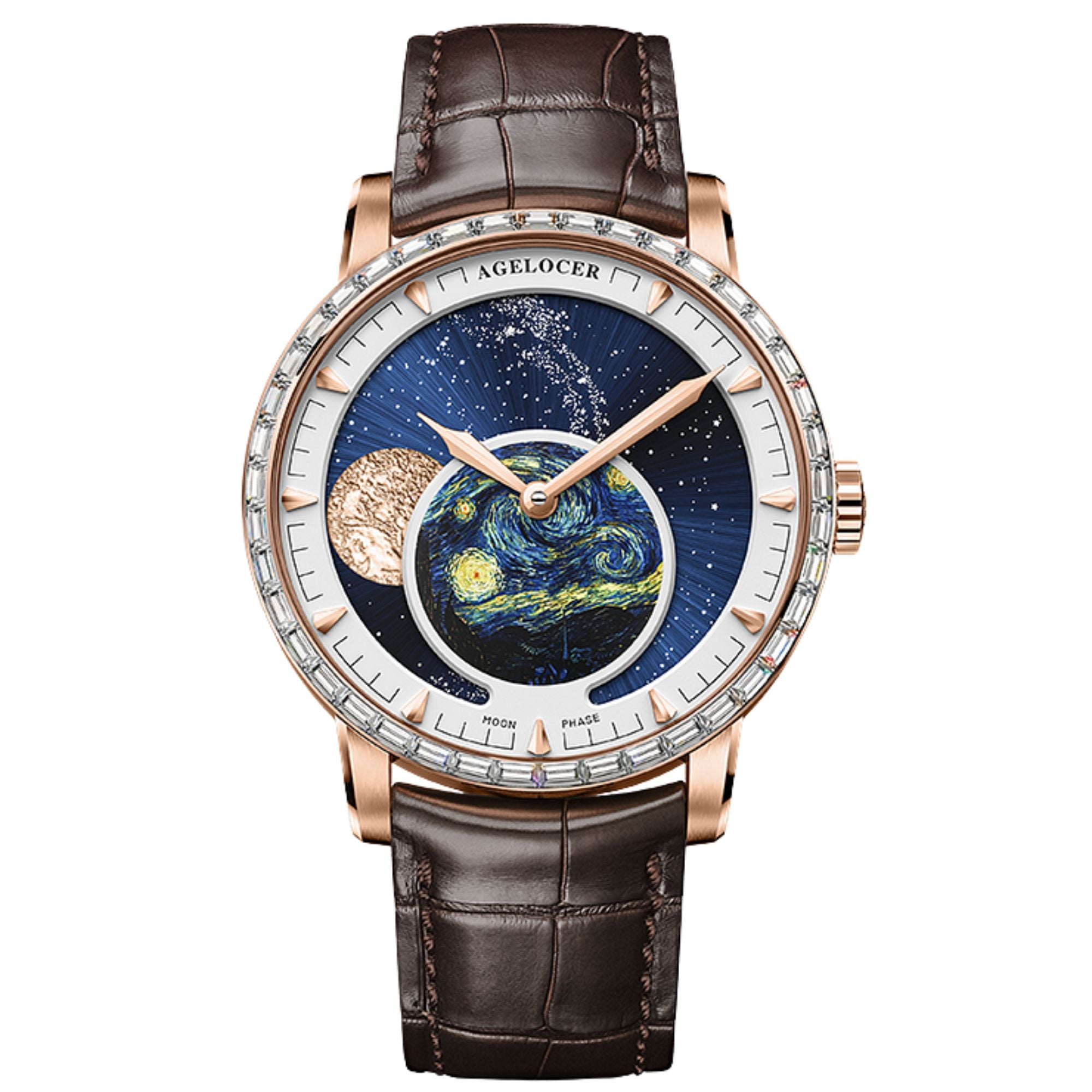 Agelocer Astronomer Men's Automatic Mechanical Glaxy Moonphase Watch