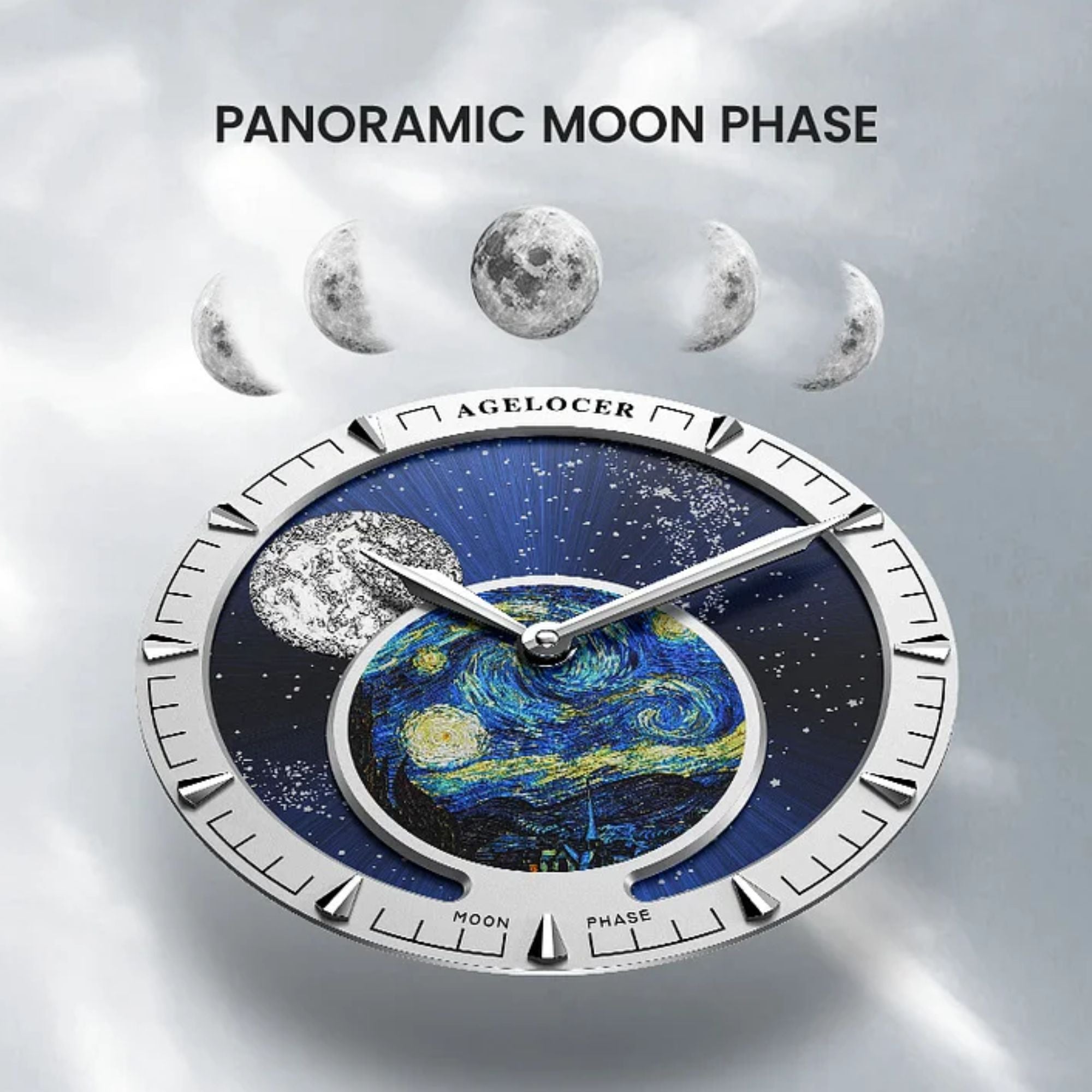 Agelocer Astronomer Men's Automatic Mechanical Glaxy Moonphase Watch