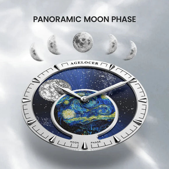 Agelocer Astronomer Men's Automatic Mechanical Glaxy Moonphase Watch