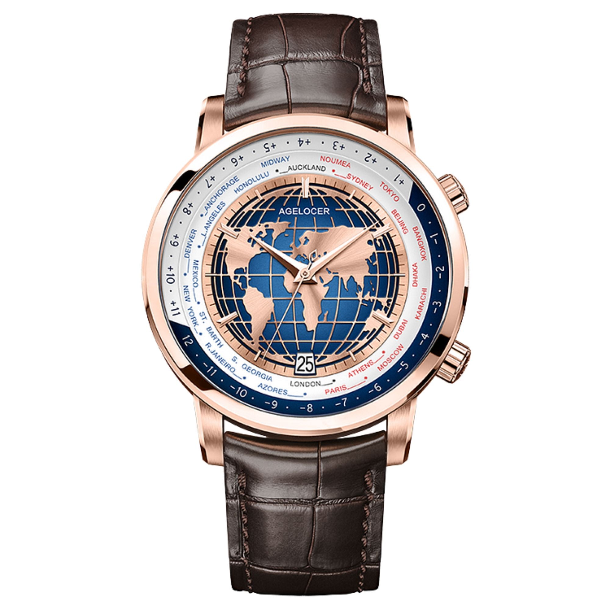 Agelocer World Time Men's Formal Automatic Mechanical Watch