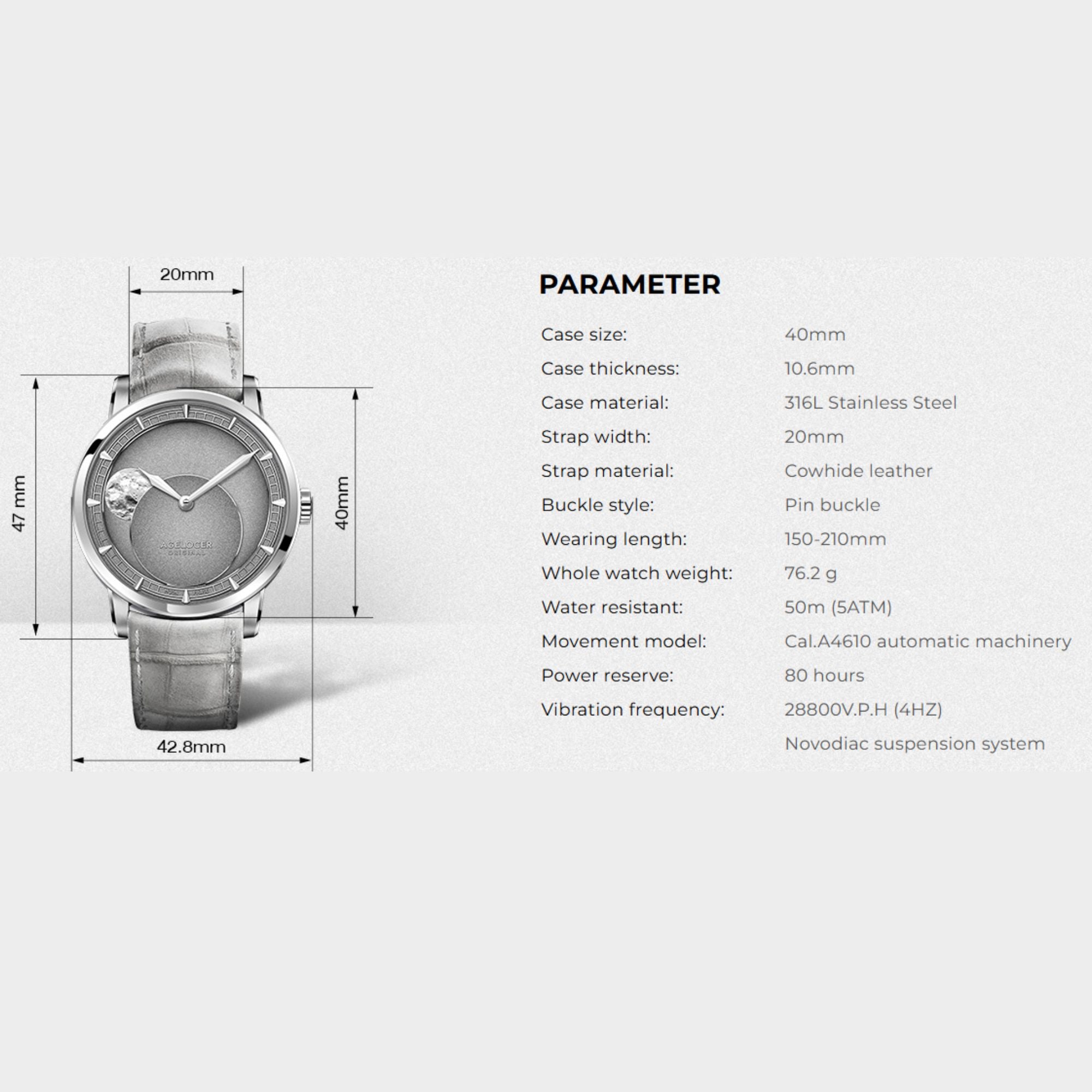 AGELOCER Major Breakthrough 29.51-Days MoonPhase Original Astronomer Men's Mechanical Watch