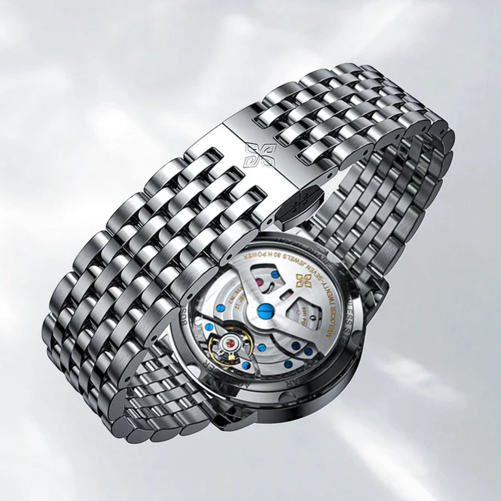Agelocer Astronomer Original Men's Automatic Mechanical Silver Glaxy Moonphase Watch Steel Belt