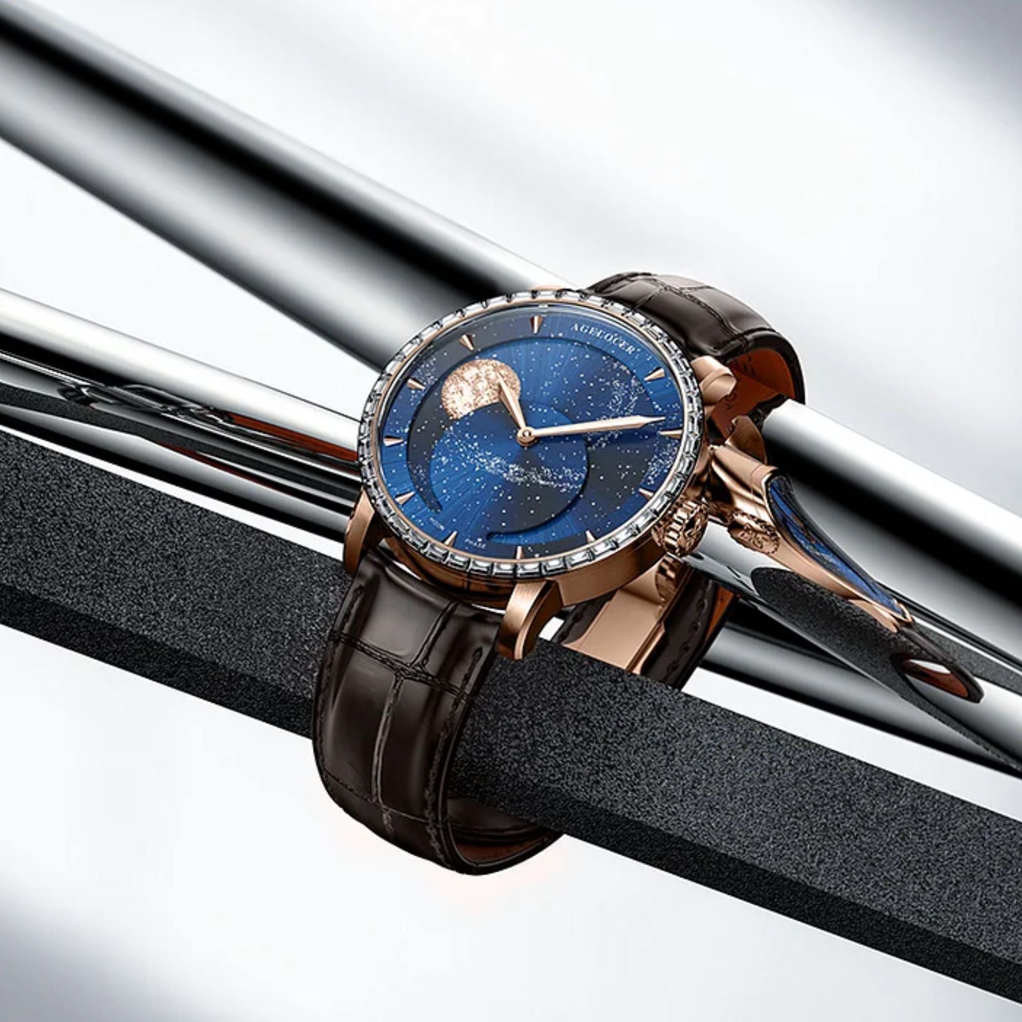 Agelocer Astronomer Men's Automatic Mechanical Glaxy Moonphase Watch