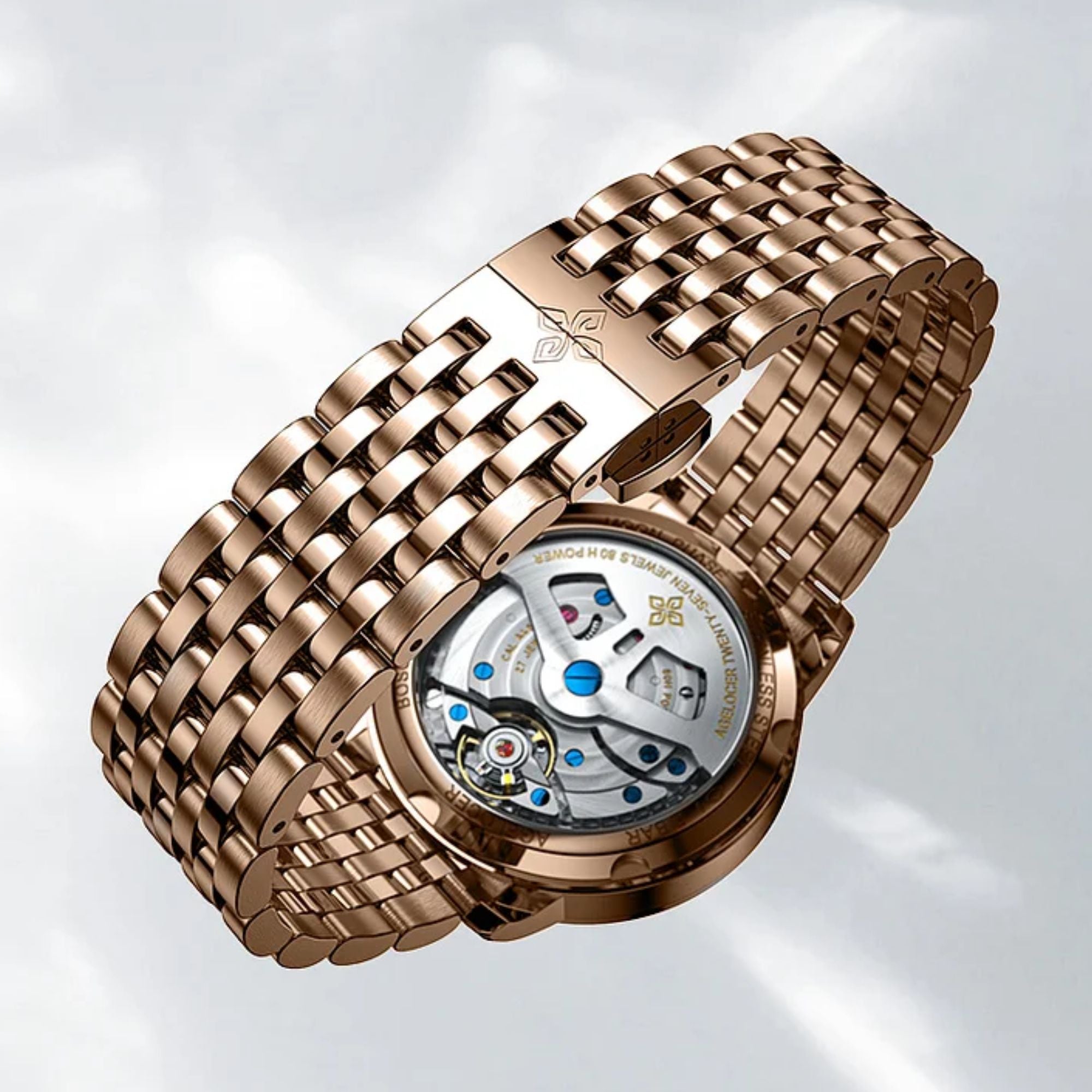 Agelocer Astronomer Original Men's Automatic Mechanical Gold Glaxy Moonphase Watch Steel Belt