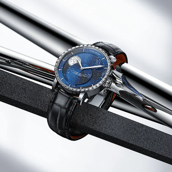 Agelocer Astronomer Men's Automatic Mechanical Glaxy Moonphase Watch