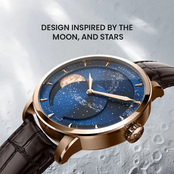 Agelocer Astronomer Men's Automatic Mechanical Glaxy Moonphase Watch