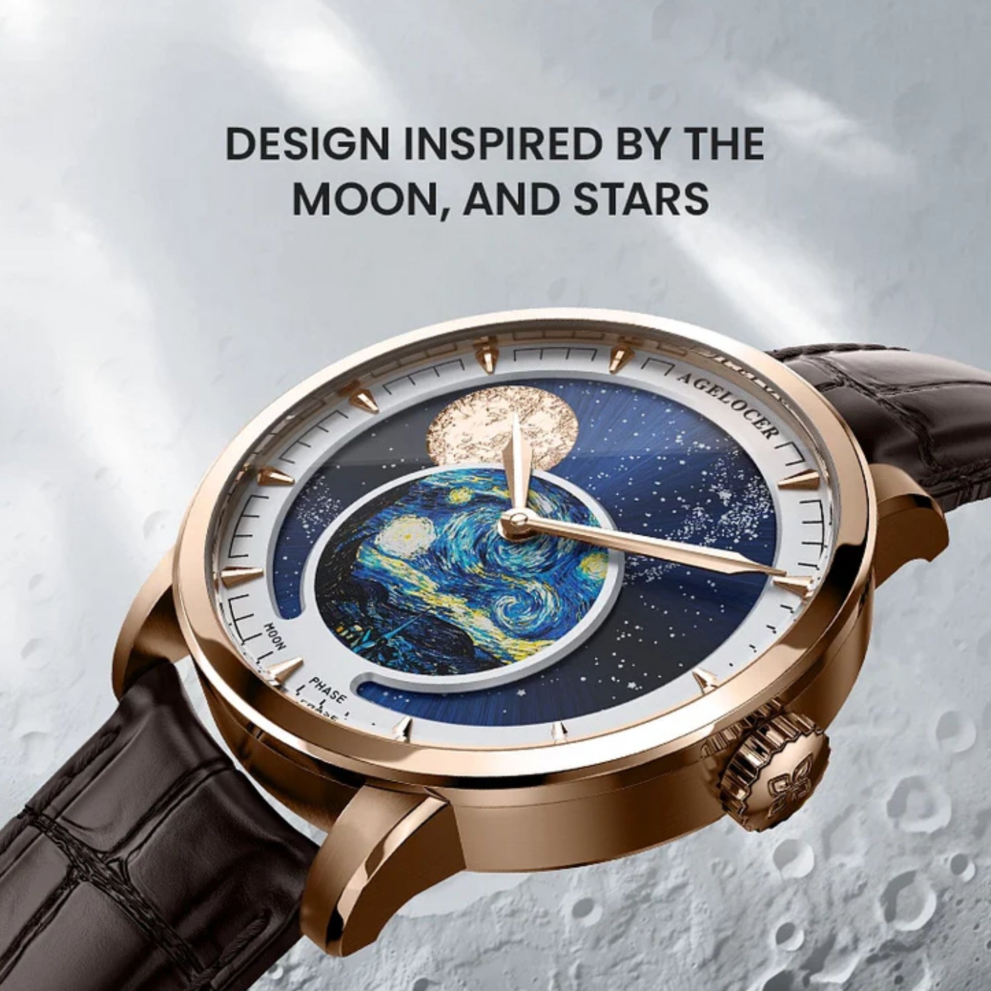 Agelocer Astronomer Men's Automatic Mechanical Glaxy Moonphase Watch