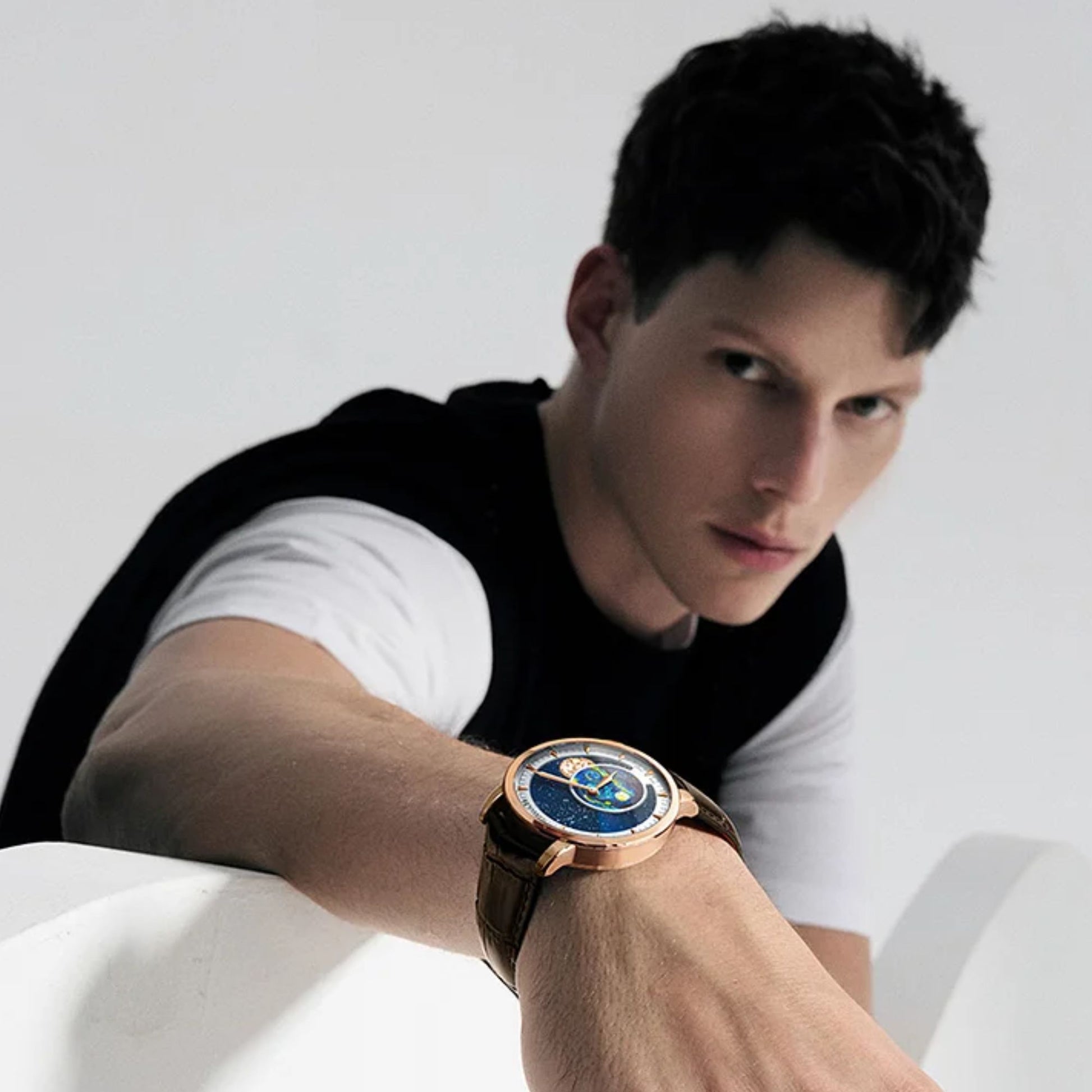 Agelocer Astronomer Men's Automatic Mechanical Glaxy Moonphase Watch