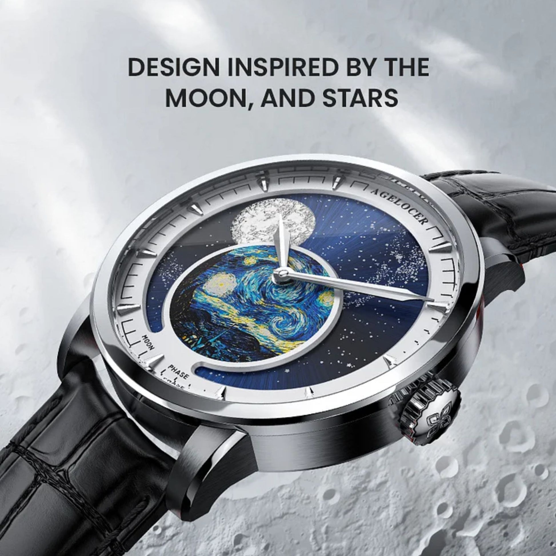 Agelocer Astronomer Men's Automatic Mechanical Glaxy Moonphase Watch