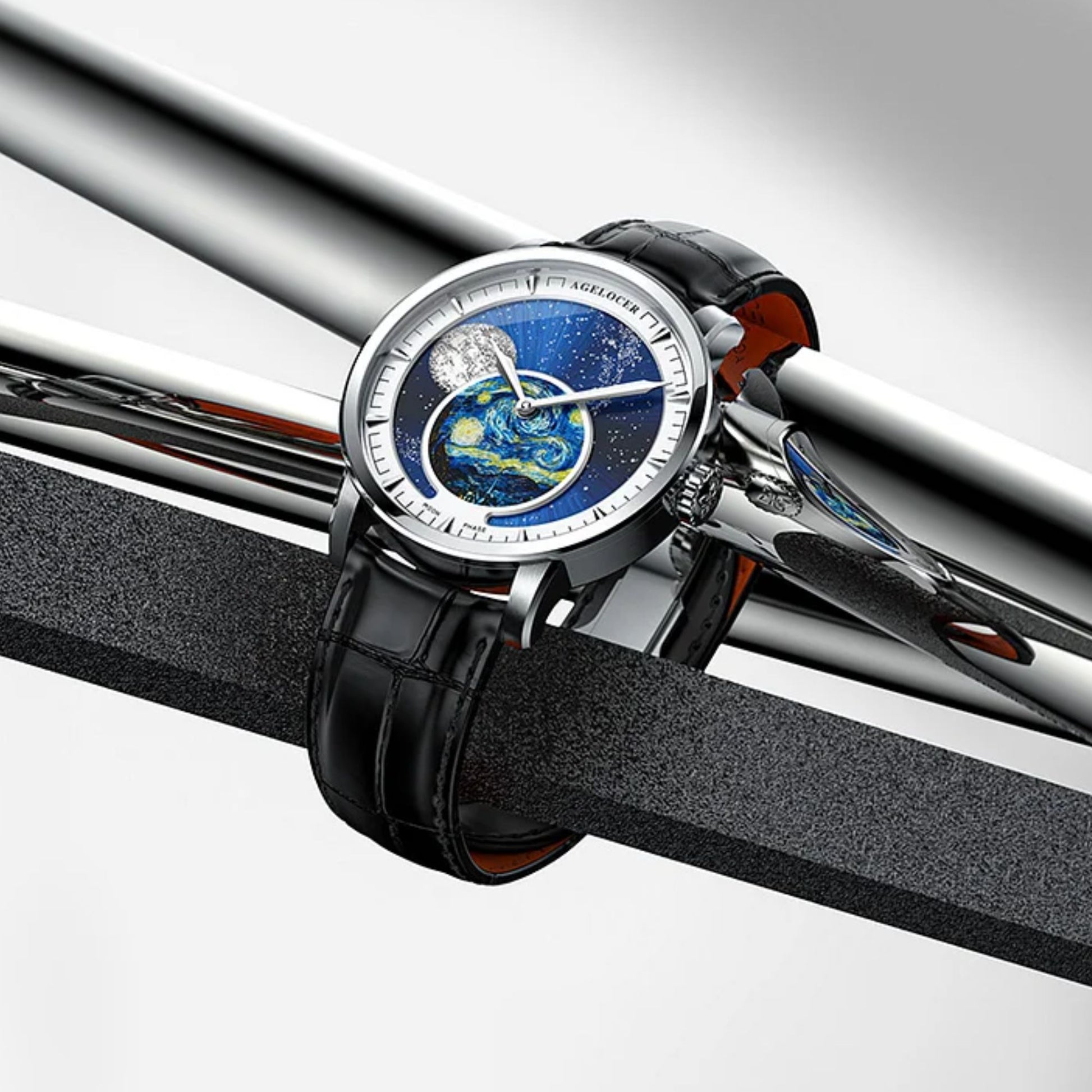 Agelocer Astronomer Men's Automatic Mechanical Glaxy Moonphase Watch