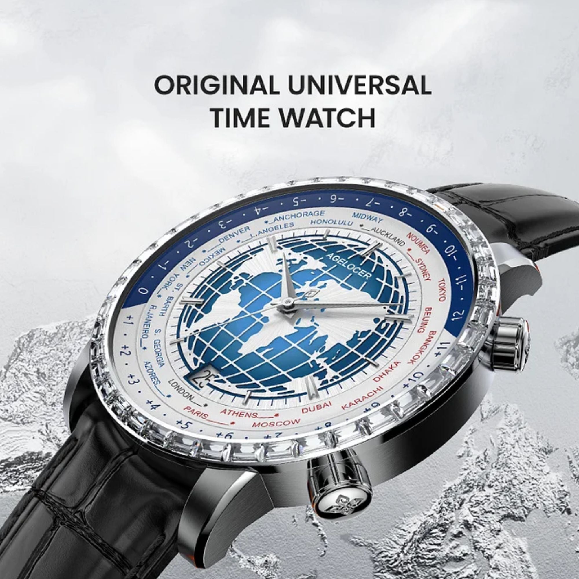 Agelocer World Time Men's Formal Automatic Mechanical Watch