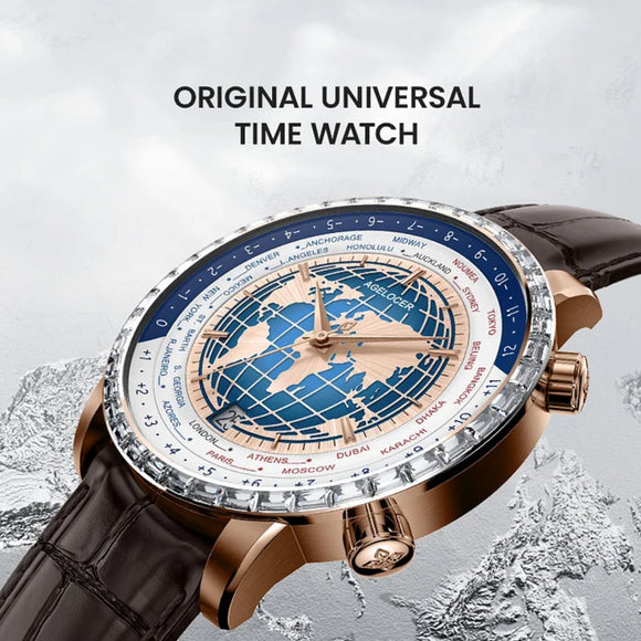 Agelocer World Time Men's Formal Automatic Mechanical Watch