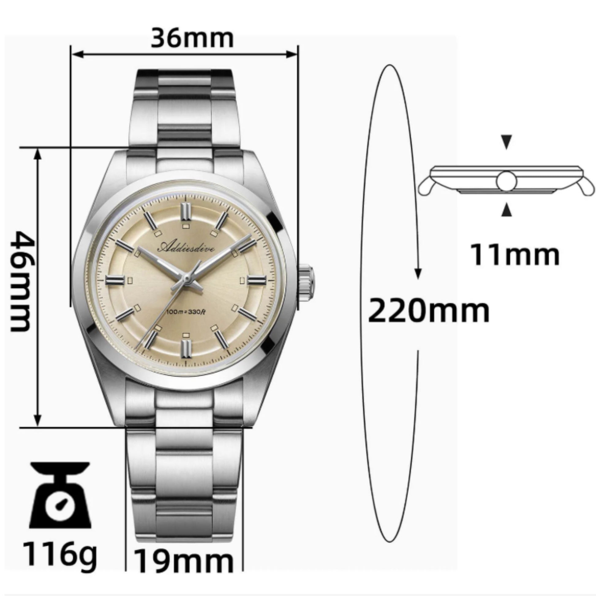 Addiesdive 36mm VH31 Explorer Style Watch AD2515