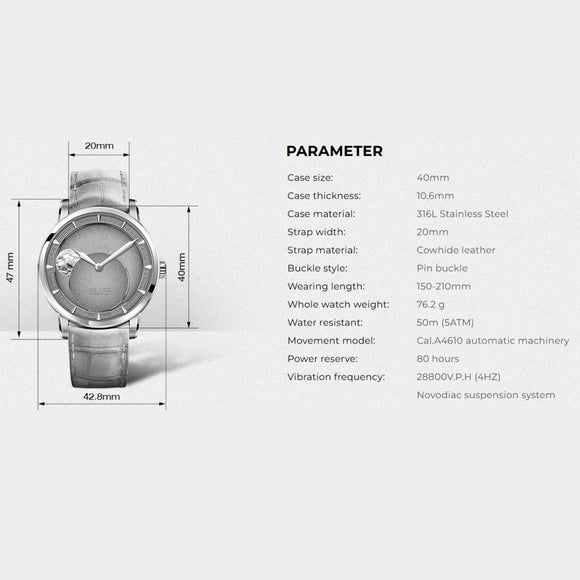 AGELOCER Major Breakthrough 29.51-Days MoonPhase Original Astronomer Men's Mechanical Watch