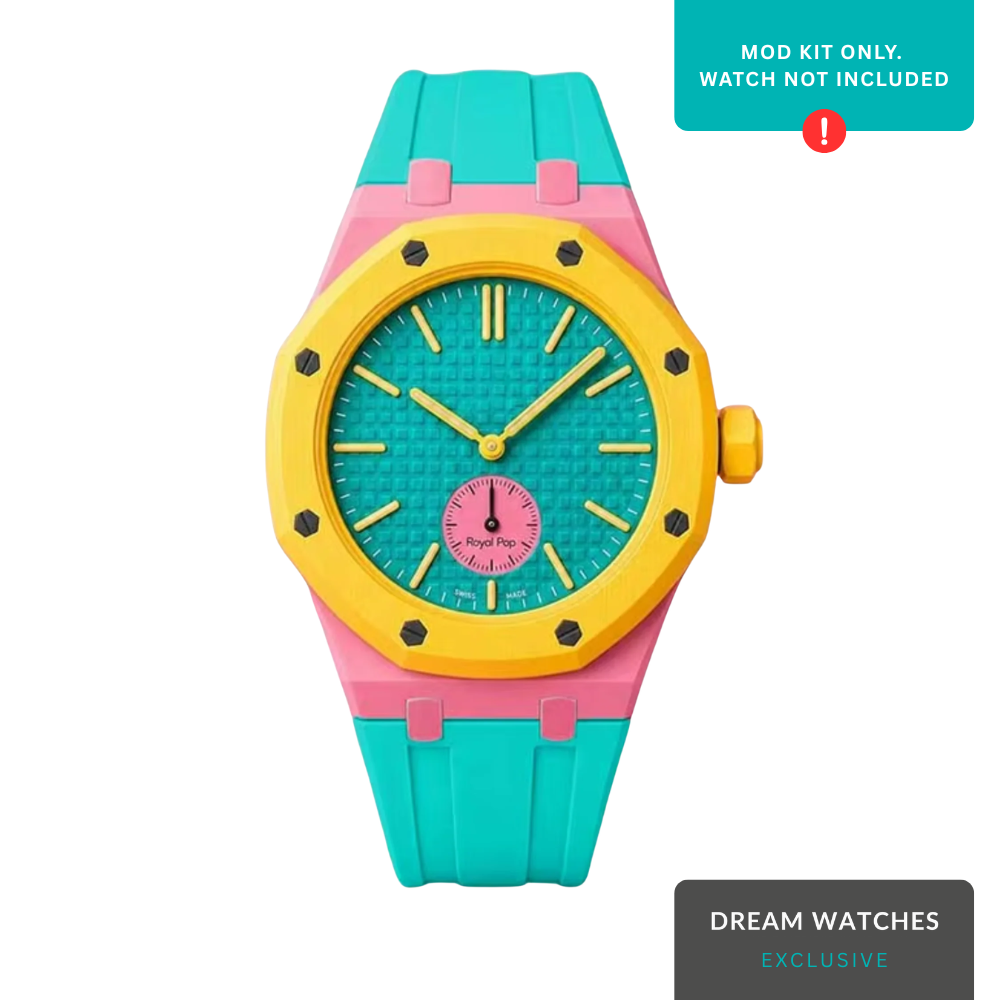 AP Swatch Watch Modkit Case & Strap | Bioceramic Case | FKM High Quality Rubber Bracelet | Butterfly Clasp (Tiffiny/Pink)