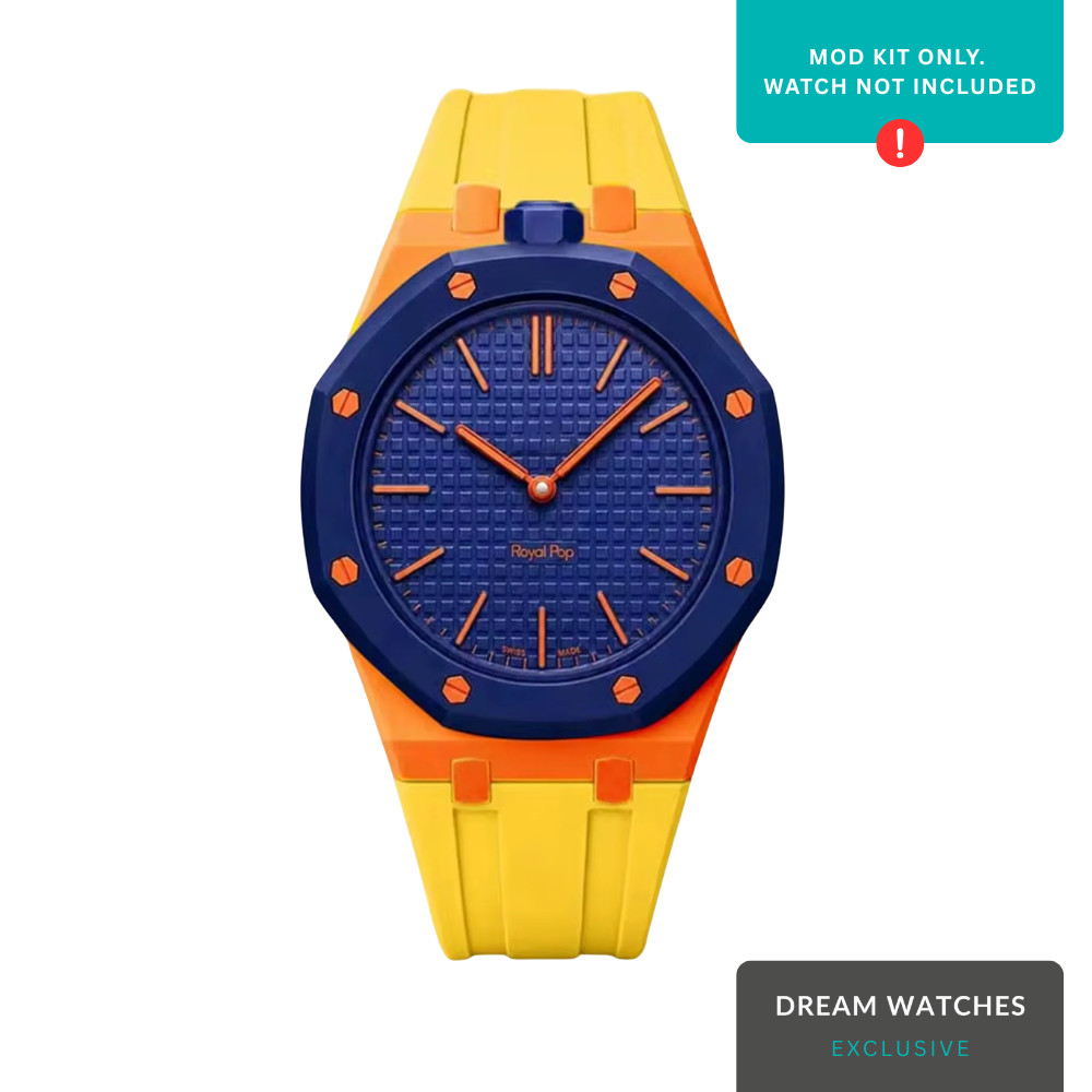 AP Swatch Watch Modkit Case & Strap | Bioceramic Case | FKM High Quality Rubber Bracelet | Butterfly Clasp (Yellow)