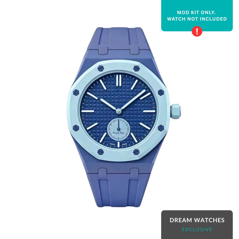 AP Swatch Watch Modkit Case & Strap | Bioceramic Case | FKM High Quality Rubber Bracelet | Butterfly Clasp (Navy Blue)