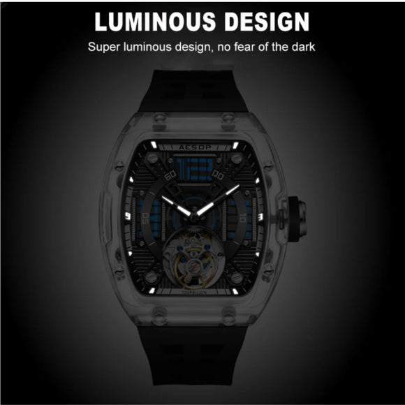 AESOP Transparent Crystal Tonneau Watch Original diamond tourbillon movement watch 7043
