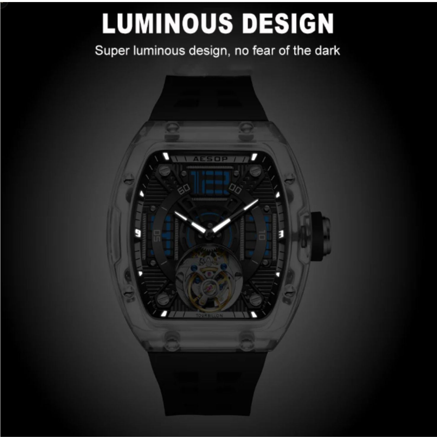 AESOP Transparent Crystal Tonneau Watch Original diamond tourbillon movement watch 7043