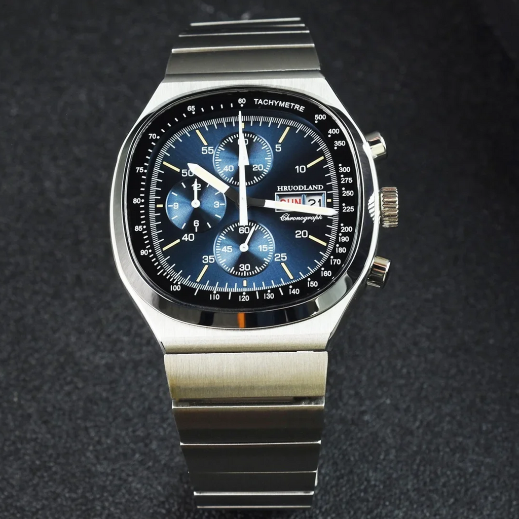 Hruodland Square Retro Chronograph - Sunbrust Blue