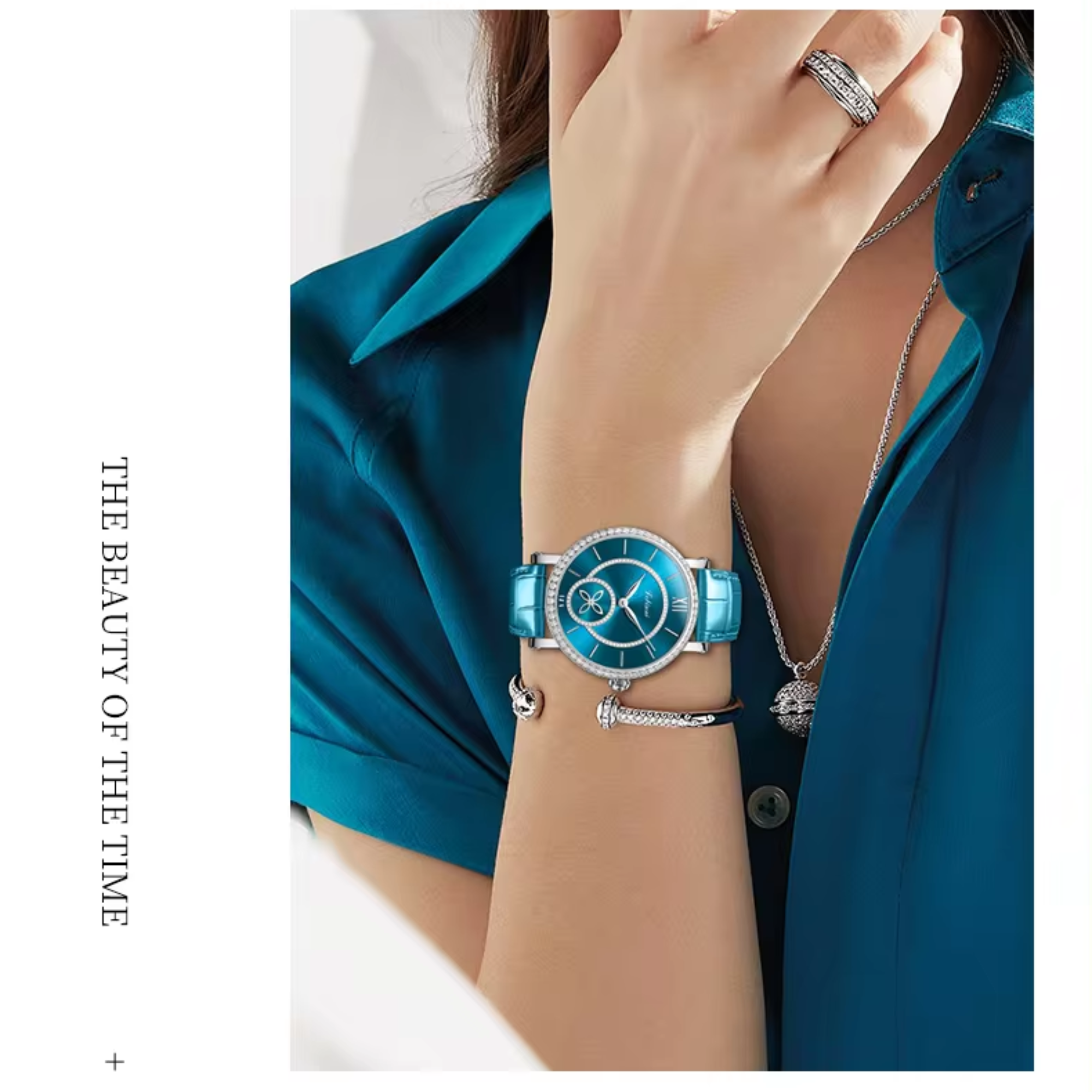 LOBINNI Watch For Women Sunray-Dial Zircon Seagull Movement Automatic Mechanical Wrist Watch Woman - 2073