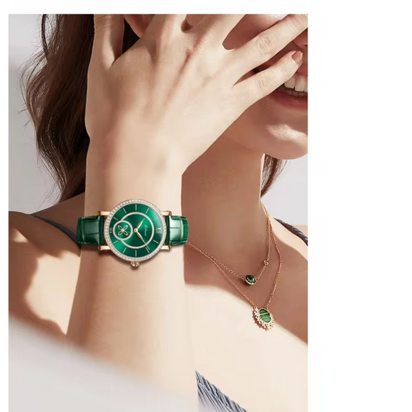 LOBINNI Watch For Women Sunray-Dial Zircon Seagull Movement Automatic Mechanical Wrist Watch Woman - 2073