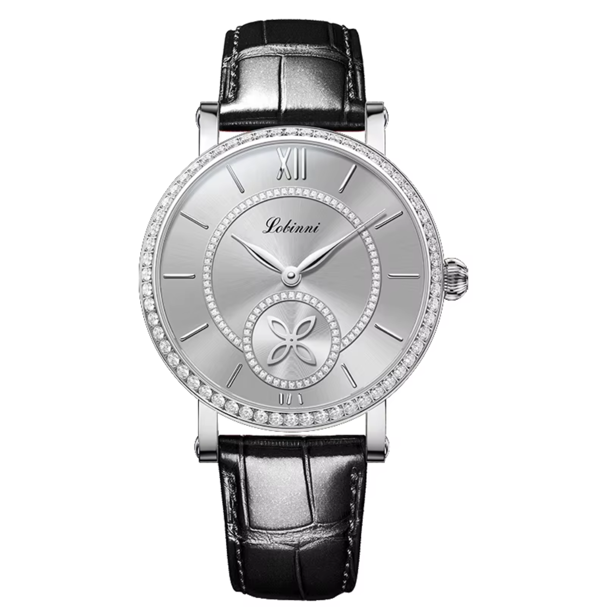 LOBINNI Watch For Women Sunray-Dial Zircon Seagull Movement Automatic Mechanical Wrist Watch Woman - 2073