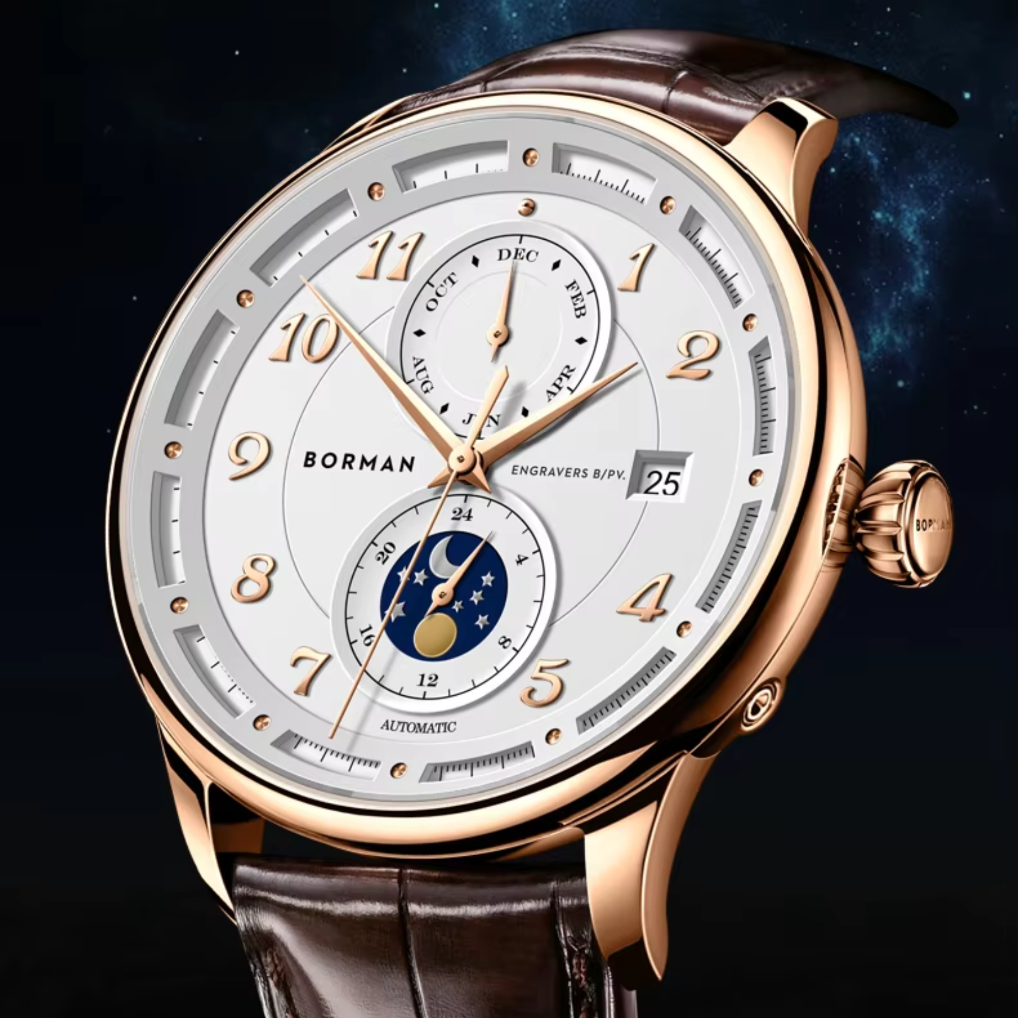 BORMAN Creative Design Double Dial Display Montre Hommes Mechanical Watches for Men - BM3869