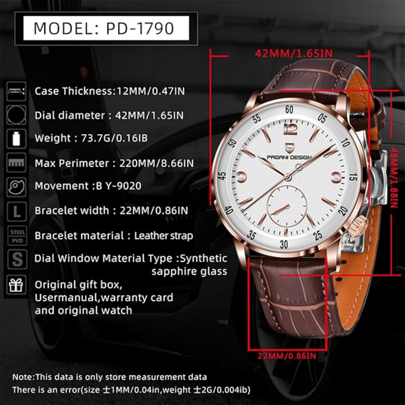 PAGANI DESIGN PD-1790 Men's Watches Chronograph Stainless Steel 42mm Sports Wrist Watch for Men