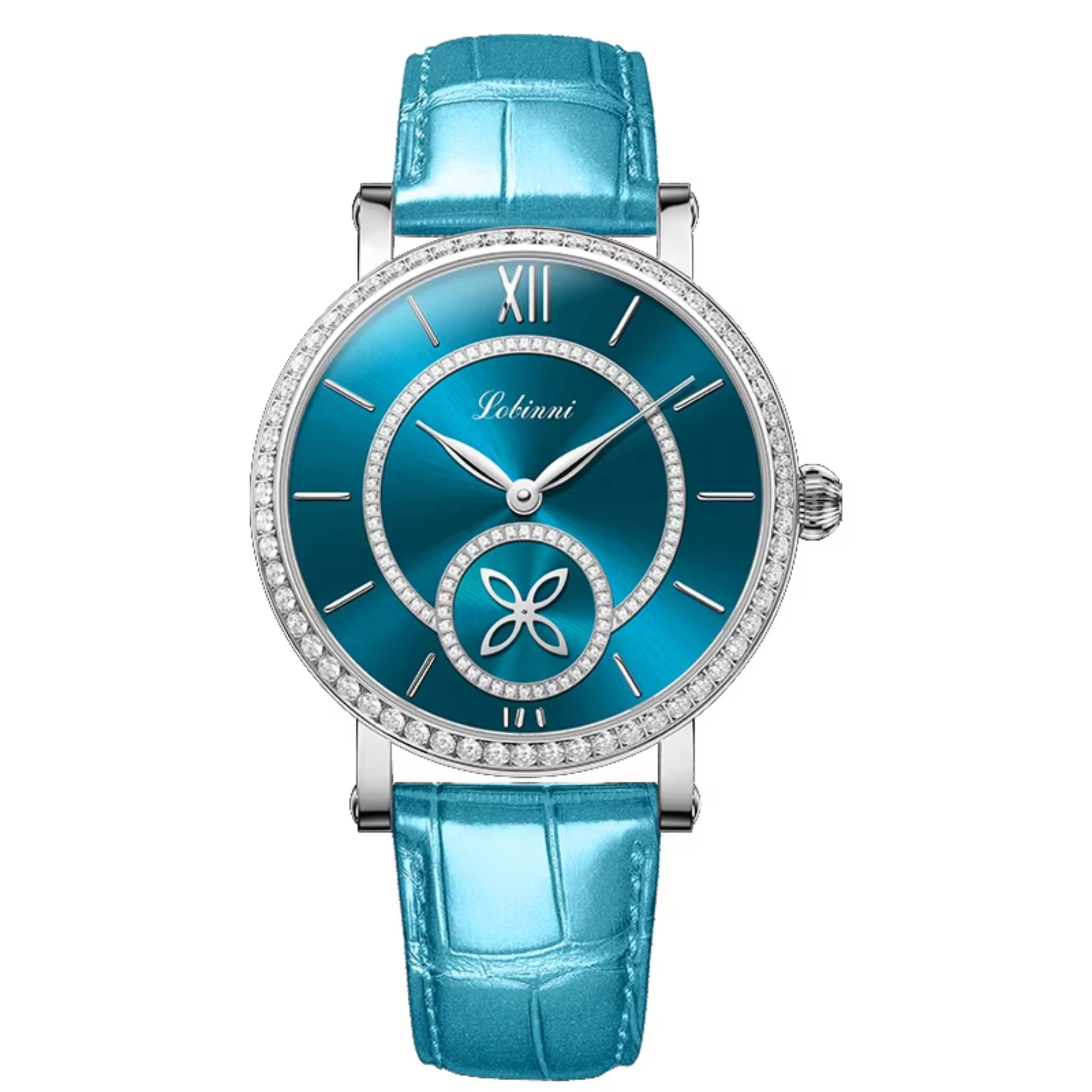 LOBINNI Watch For Women Sunray-Dial Zircon Seagull Movement Automatic Mechanical Wrist Watch Woman - 2073