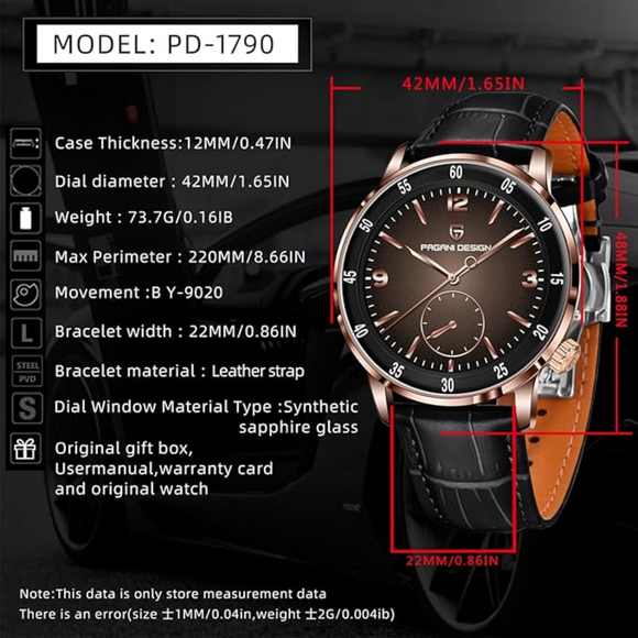 PAGANI DESIGN PD-1790 Men's Watches Chronograph Stainless Steel 42mm Sports Wrist Watch for Men