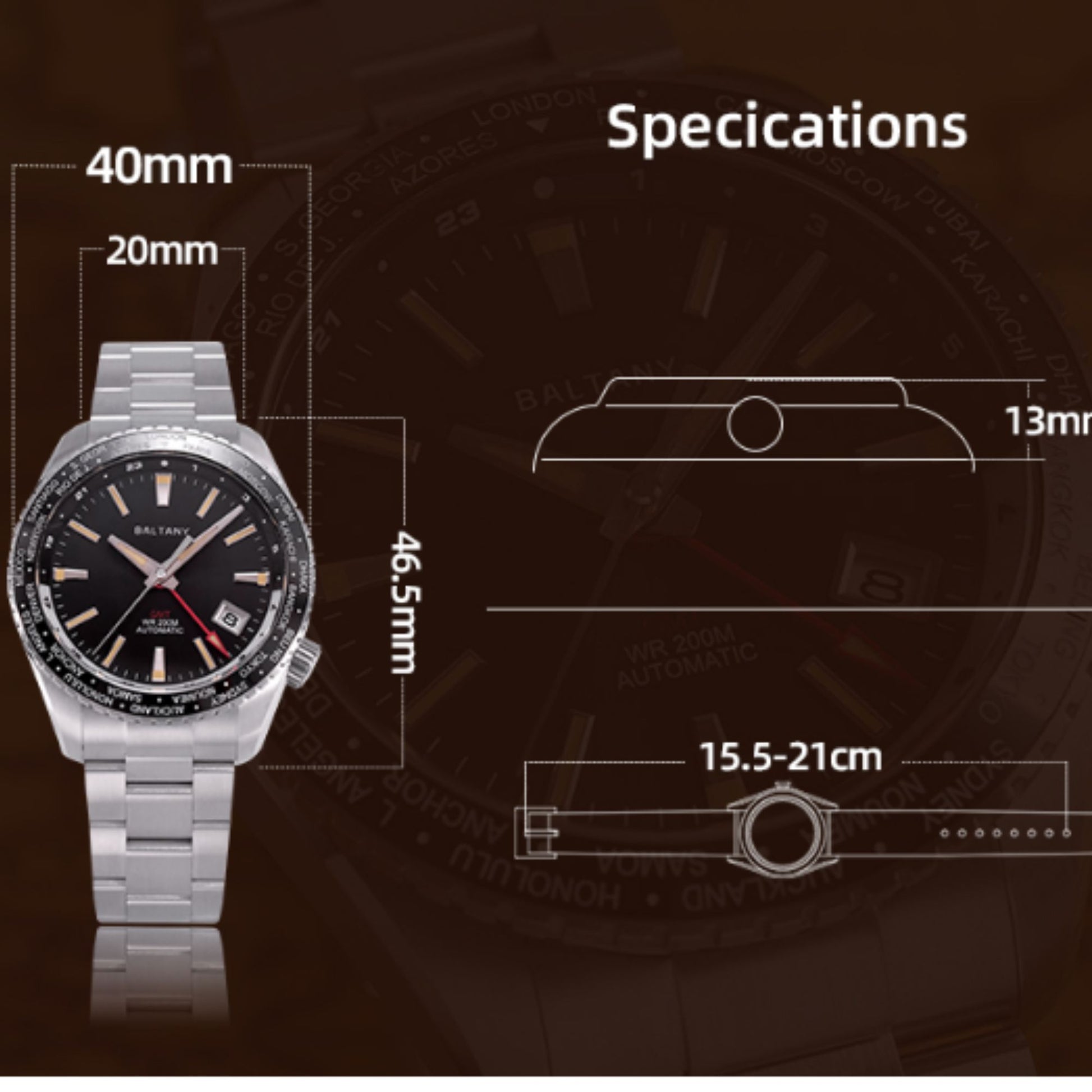 Baltany Design NH34 Auto GMT Sports Watch S6083