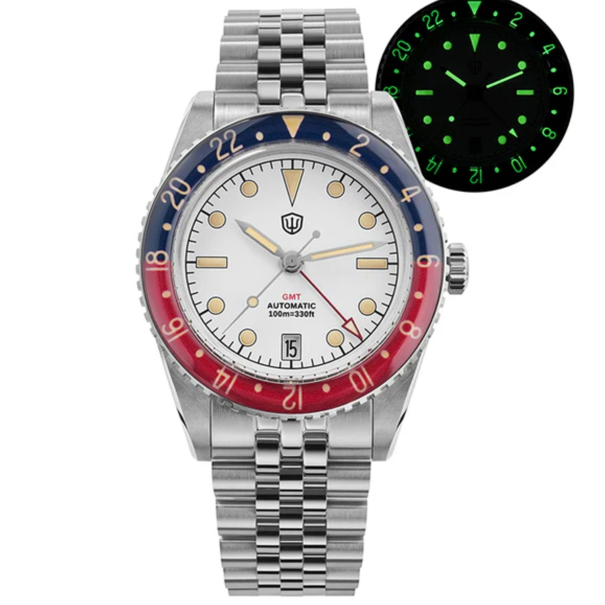 Watchdives WD6542 38mm GMT Men Watch  Pencil Hands