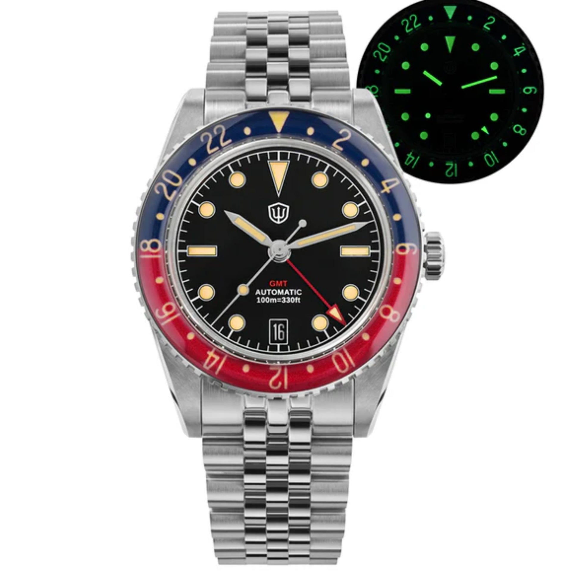 Watchdives WD6542 38mm GMT Men Watch Pencil Hands