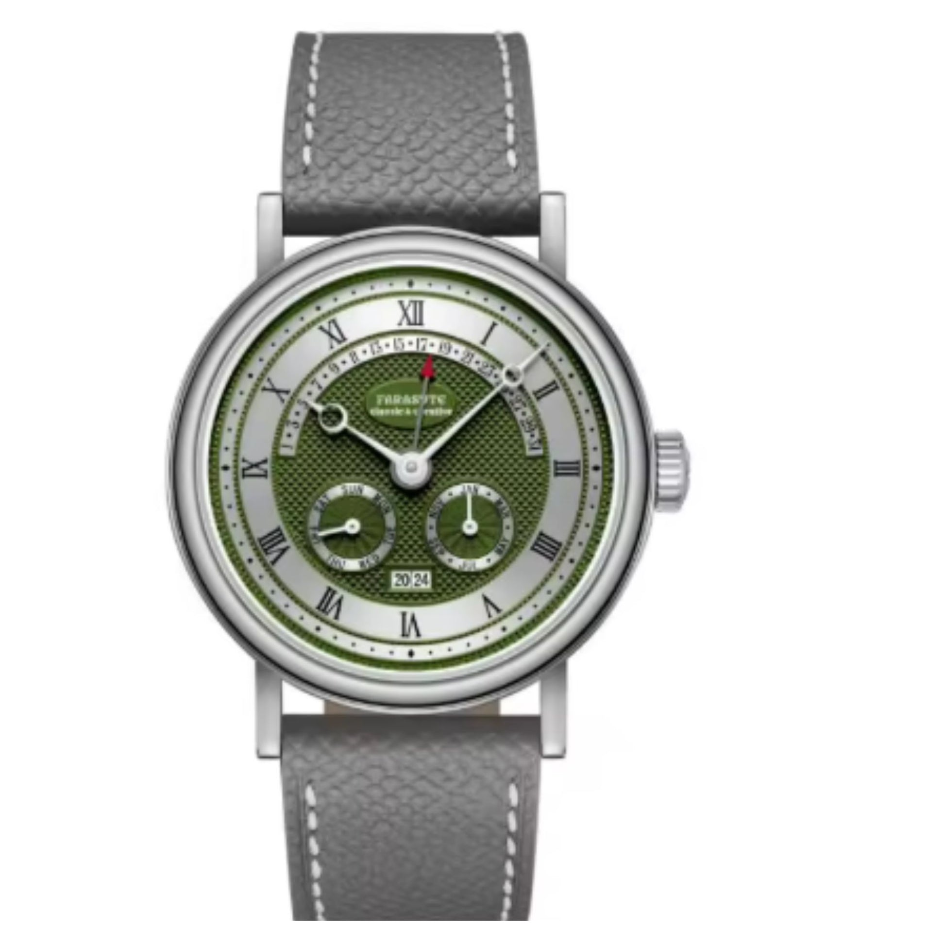 FARASUTE Mens Automatic 38mm Vintage Mechanical Wristwatch Sapphire crystal Multifunction Flyback Function Year Month Week