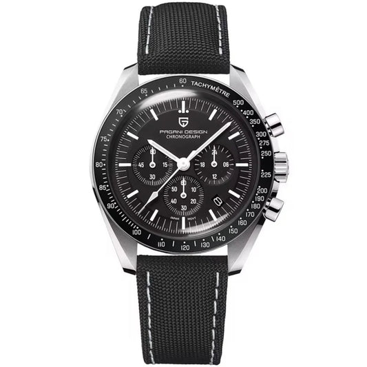 Pagani Design PD-1701 40mm Mens Waterproof Watch with Seiko VK-63 Movement (Speedmaster) "The Moon Watch" - Black Band