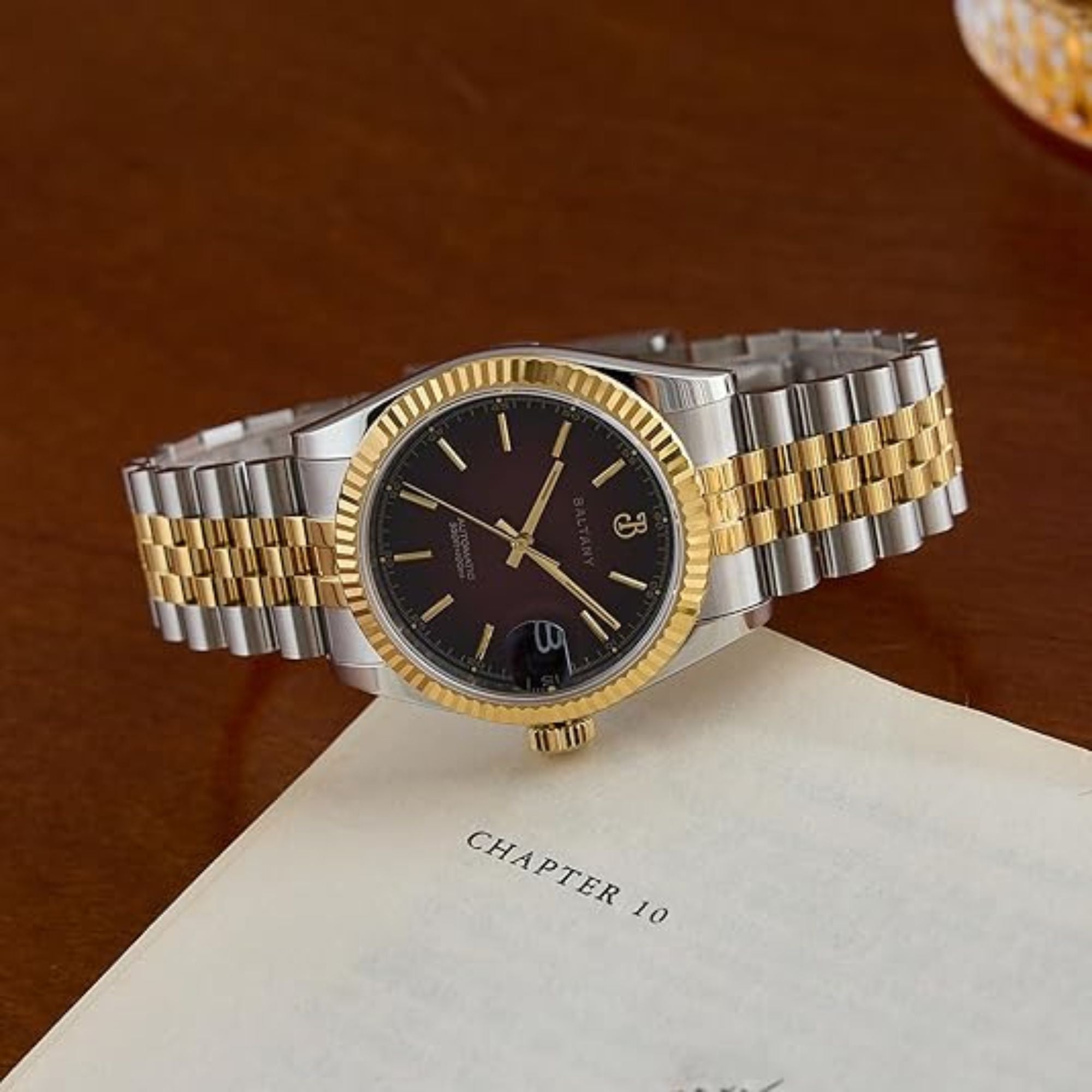 S4084 DJ Dress Watch for Men NH35 Movement Retro 36MM Automatic Wristwatch with Fluted Bezel