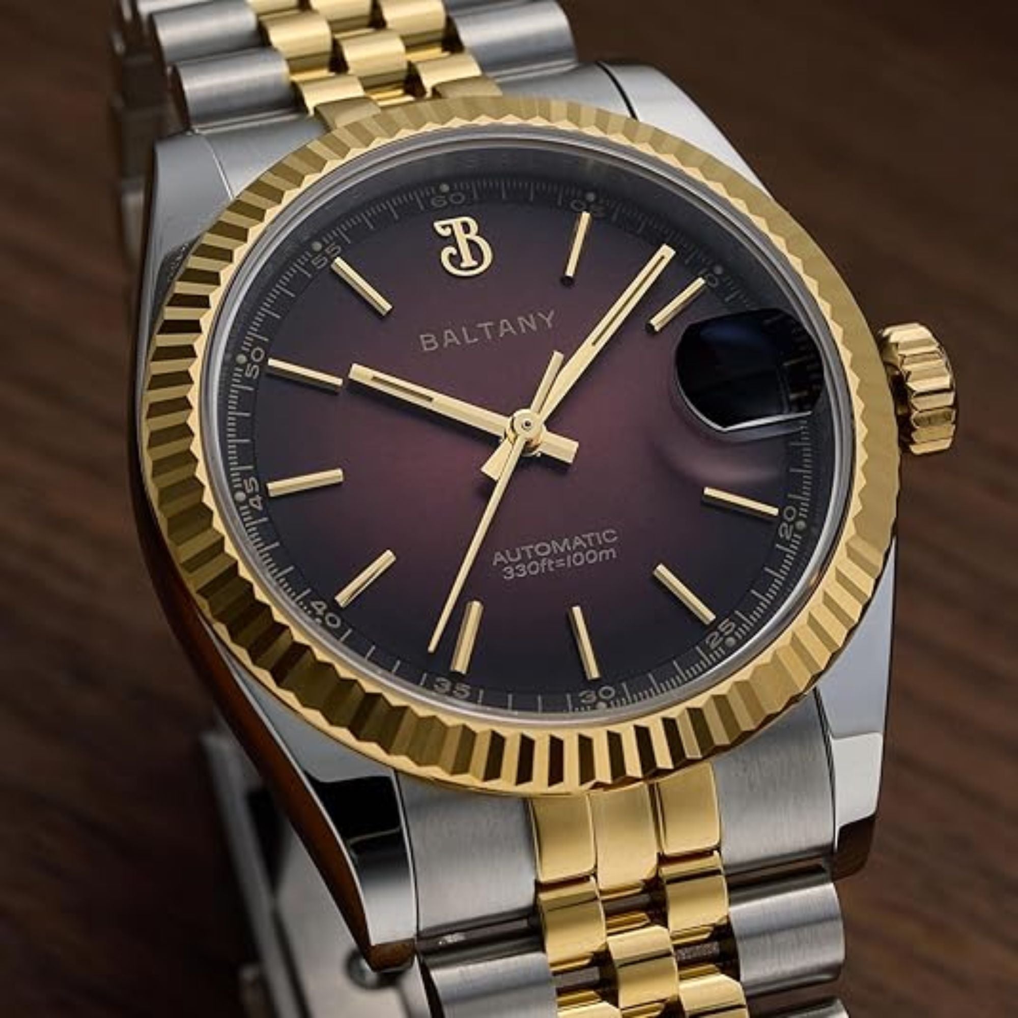 S4084 DJ Dress Watch for Men NH35 Movement Retro 36MM Automatic Wristwatch with Fluted Bezel