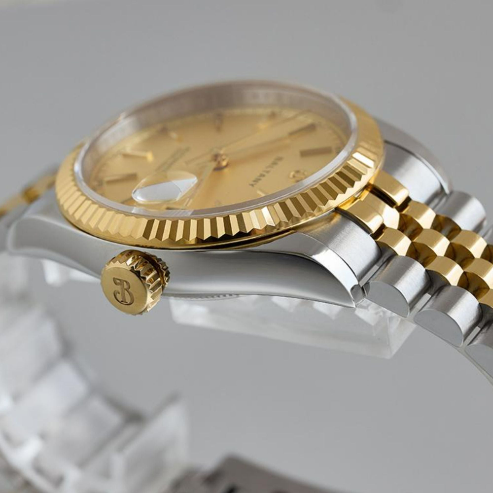 S4084 DJ Dress Watch for Men NH35 Movement Retro 36MM Automatic Wristwatch with Fluted Bezel