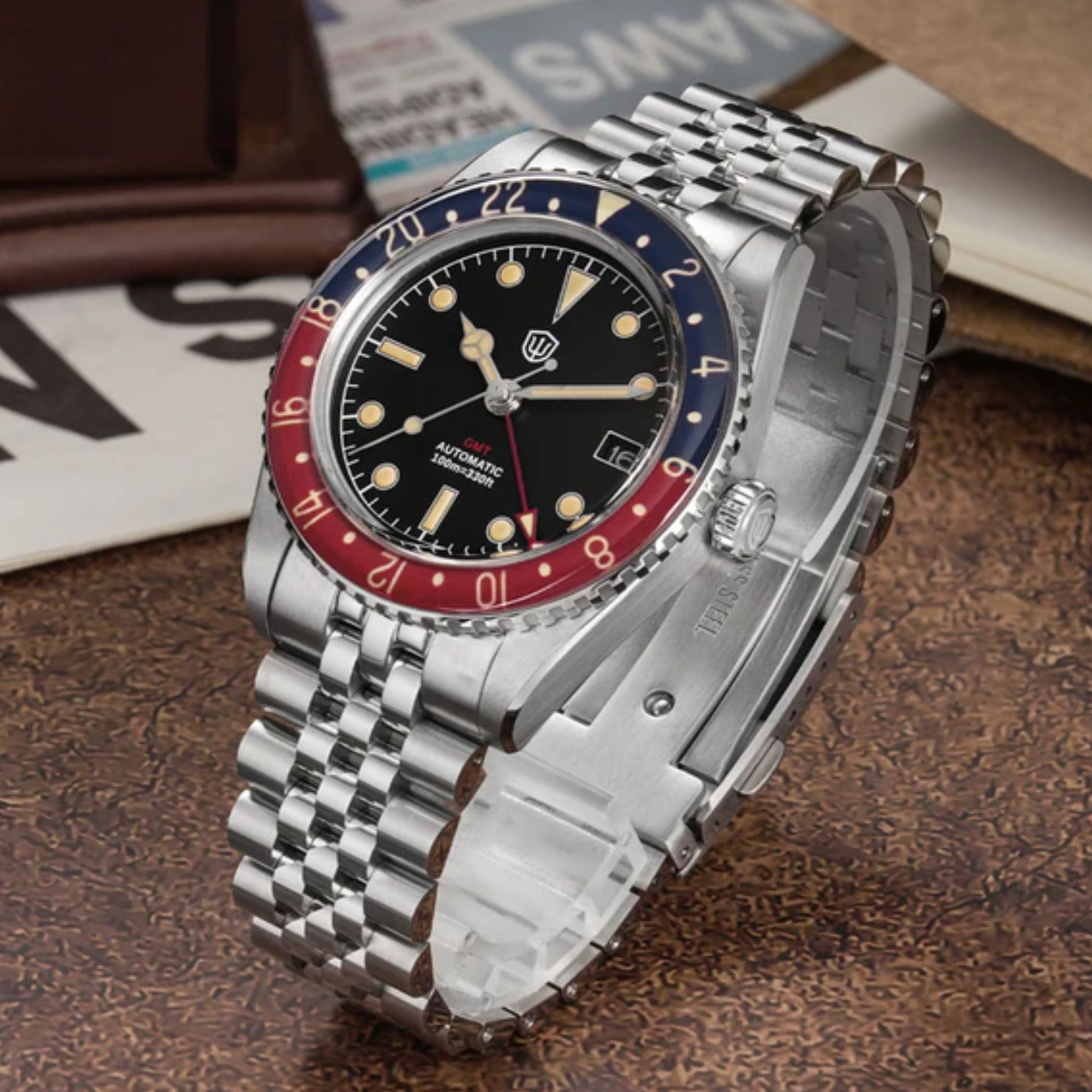 Watchdives WD6542 38mm GMT Men Watch Pencil Hands