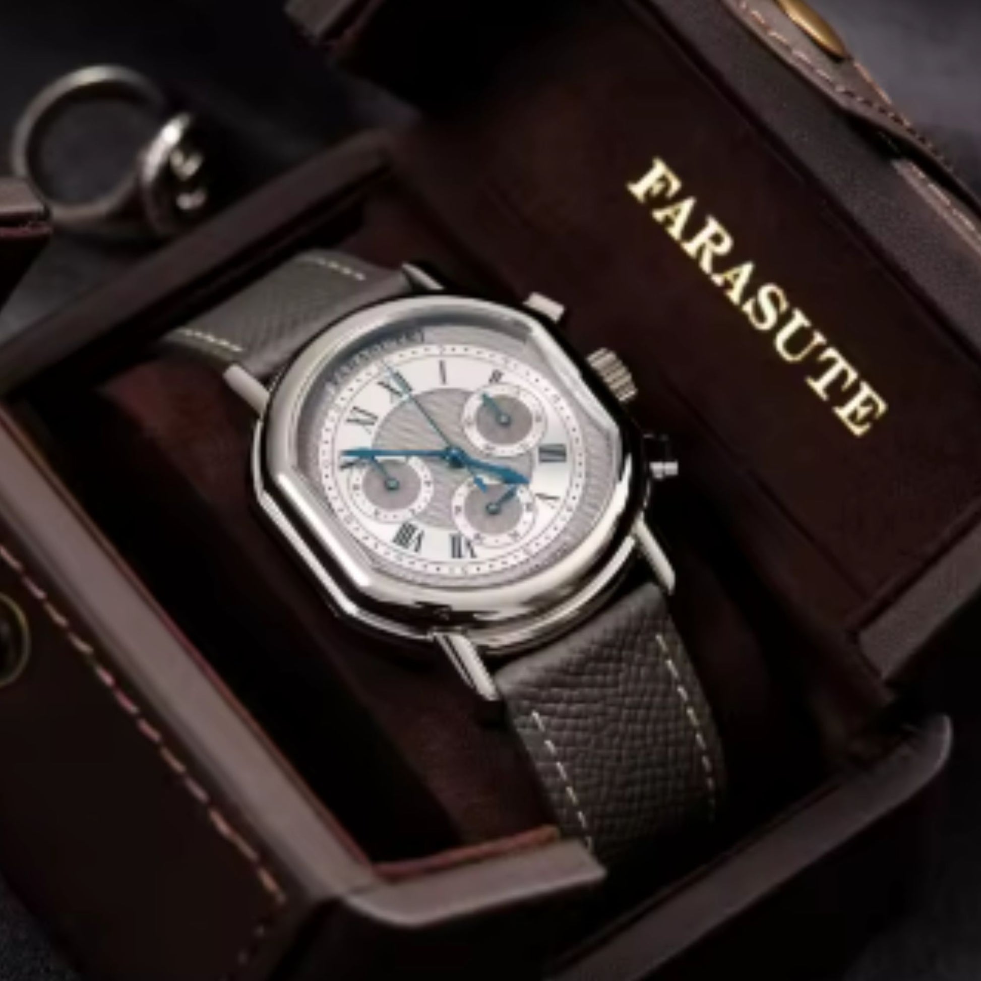 FARASUTE New 38mm Chronograph Peacock 4801 Custom Mechanical Movement 5ATM Waterproof Sapphire Tribute Series Men Watch