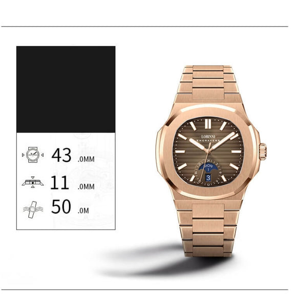 LOBINNI Stainless Steel Business Automatic Watch for Men
