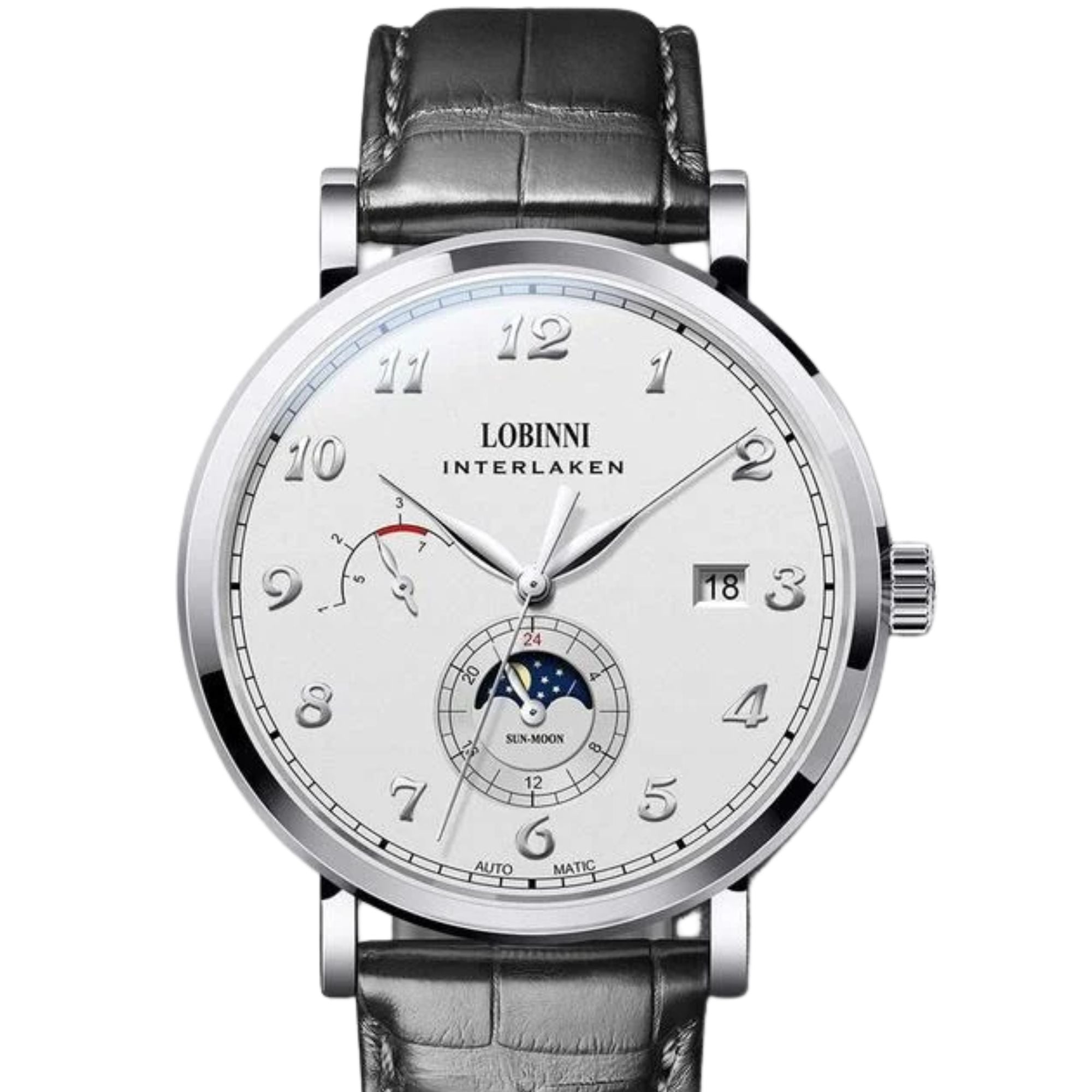 LOBINNI Stainless Steel Automatic Men Wristwatch Moon Phase Date Men Mechanical Watches Sapphire Glass Waterproof Watches - 686009